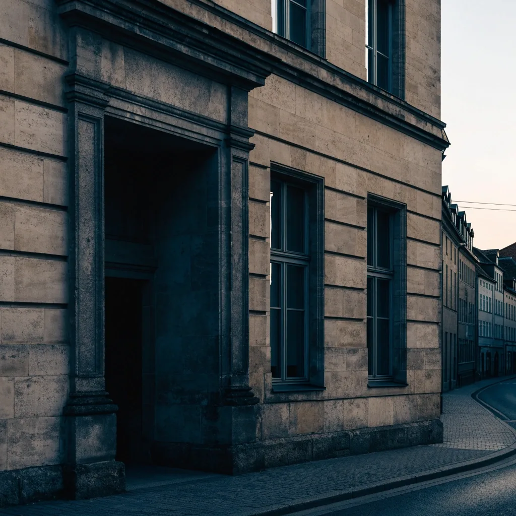 Straßenfassade in Köln im frühen Morgenlicht
