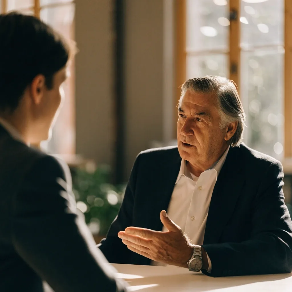 Ruhiges Büro am frühen Morgen mit Arbeitsplatz für die Portfoliobesprechung